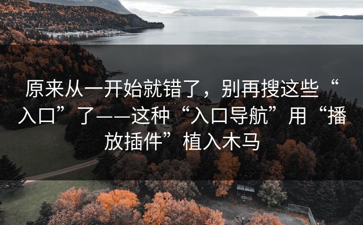 原来从一开始就错了,别再搜这些“入口”了——这种“入口导航”用“播放插件”植入木马 原来从一开始就错了,别再搜这些“入口”了——这种“入口导航”用“播放插件”植入木马